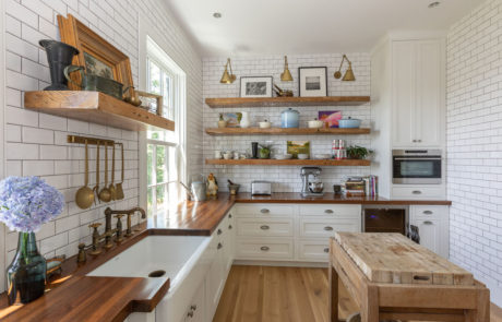 Kitchen-remodel-Traditional-painted-walnut-tops-reclaimed-wood-floating-shelves-Okatie-South-Carolina